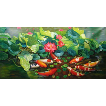 Peinture chinoise aux poissons Koi